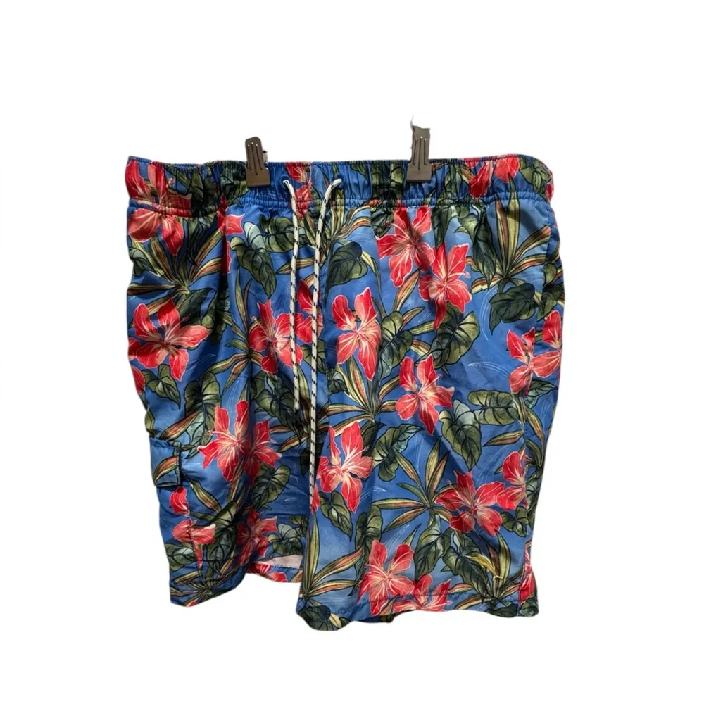 Tommy Bahama Tropical Red and Green  floral swim trunks size large